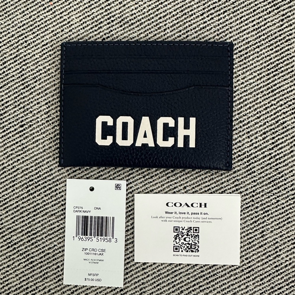 NWT Coach Card Case With Coach Graphic Leather Dark Navy cp275 - Picture 5 of 5